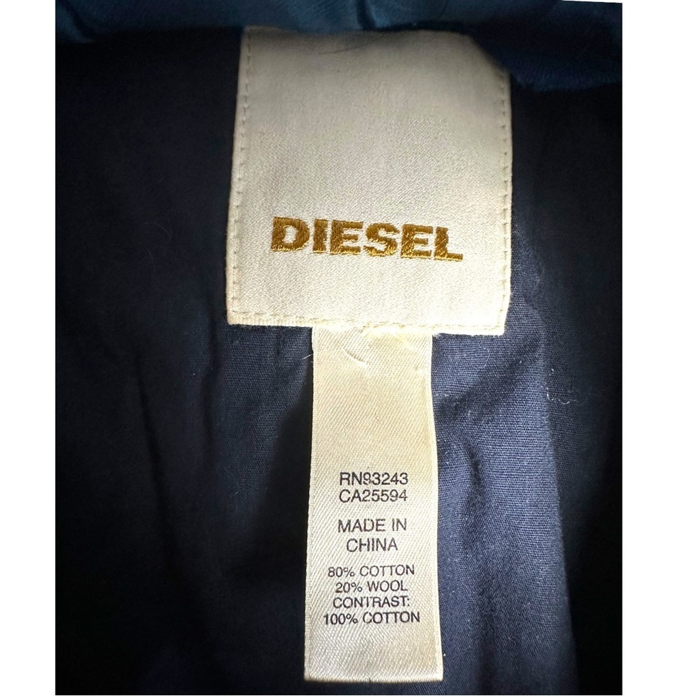 RARE Vintage 90s Diesel women’s moto cotton denim blue quilt parka coat jacket S - Picture 11 of 13